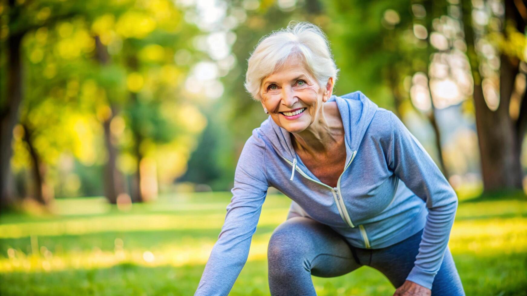 woman senior exercise fitness sport healthy outdoor photo