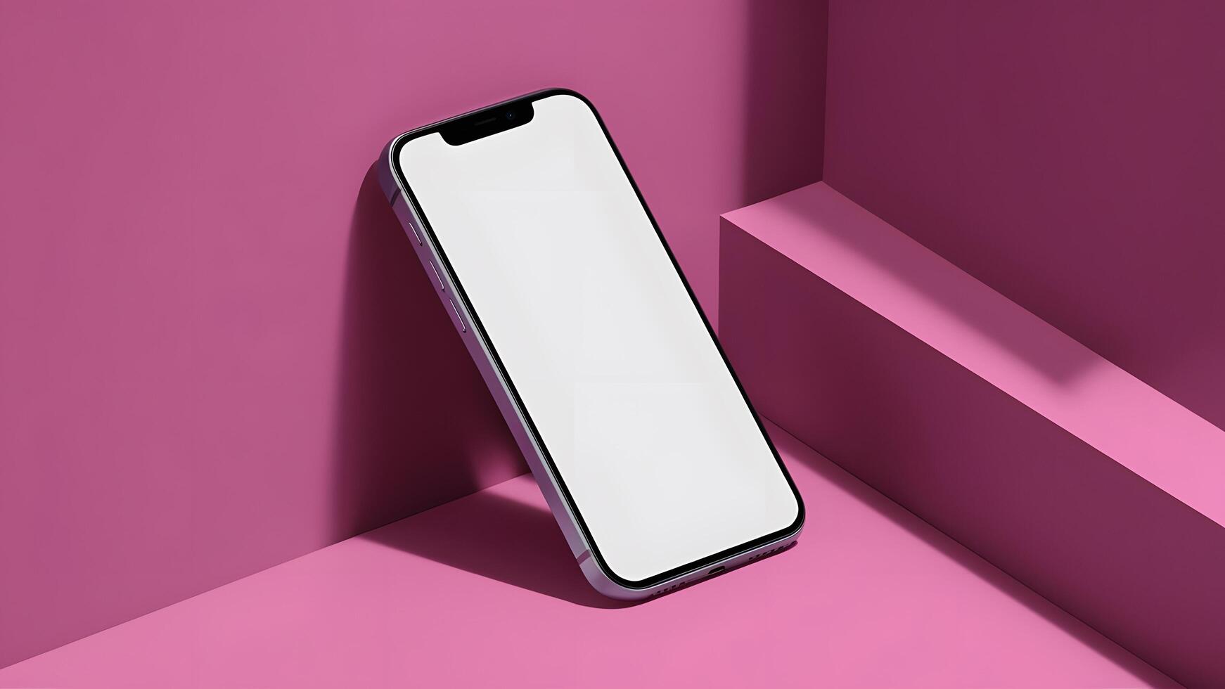 Blank screen modern smartphone mockup template, ideal for UIUX design, featuring a blank display and front and corner views of a smartphone, Mobile screen mockup photo