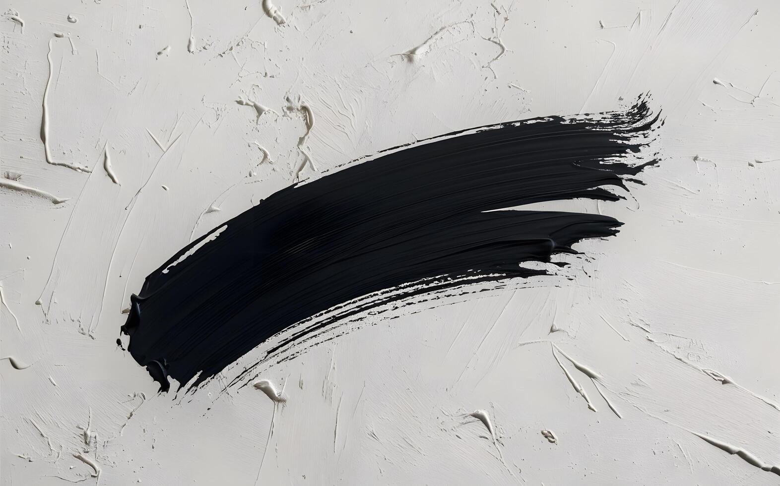 black stroke of paint brush effect isolated background photo