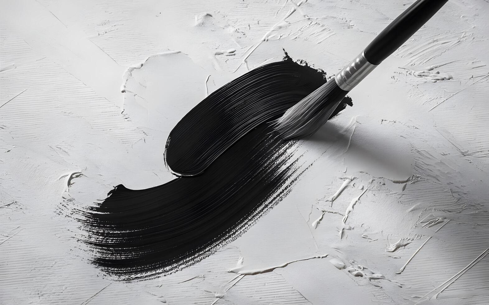 black stroke of paint brush effect isolated background photo