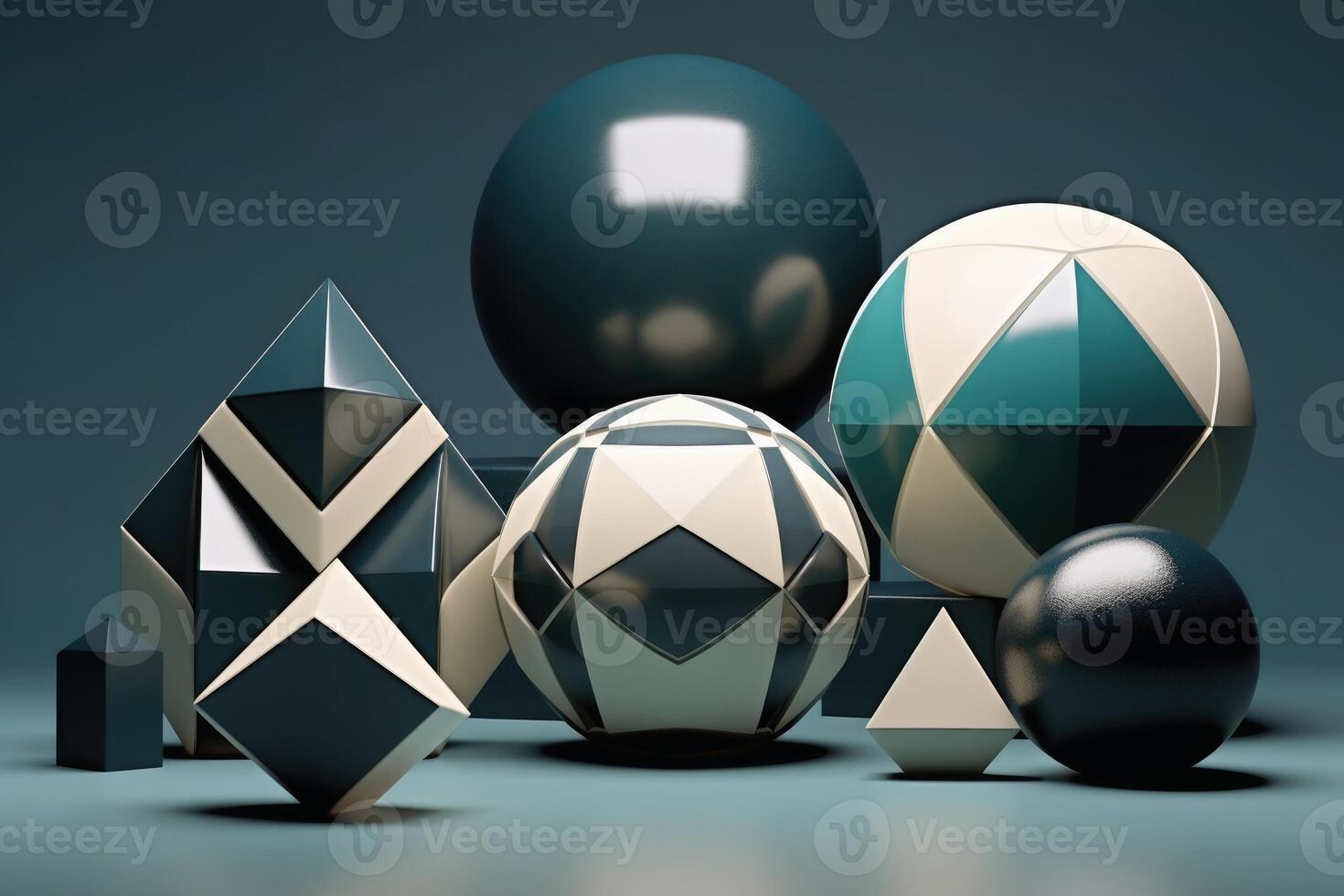 Perfect geometric shapes in 3D. AI generate photo