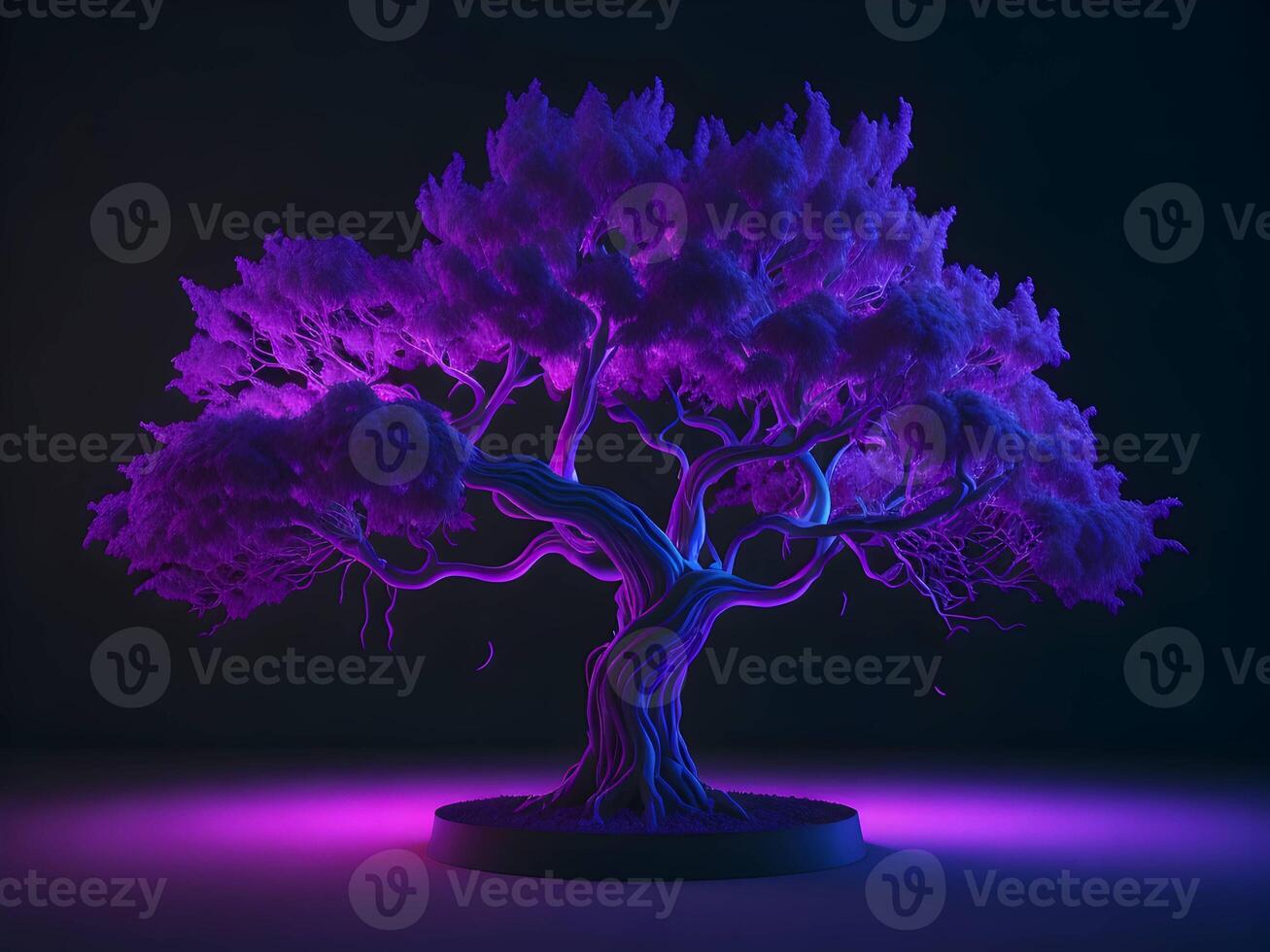 3D neon tree, purple color photo