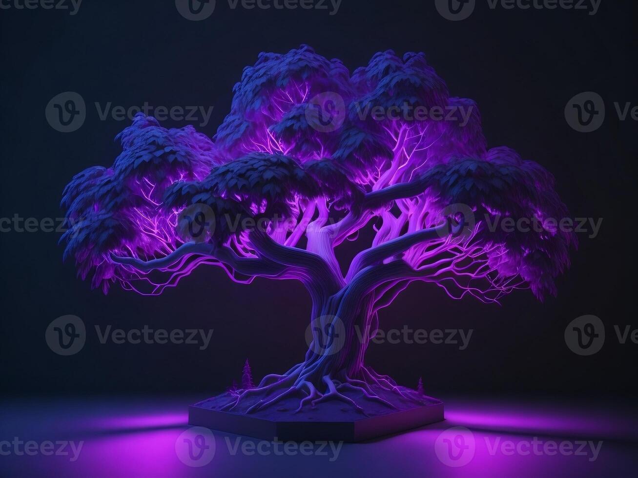 3D neon tree, purple color photo