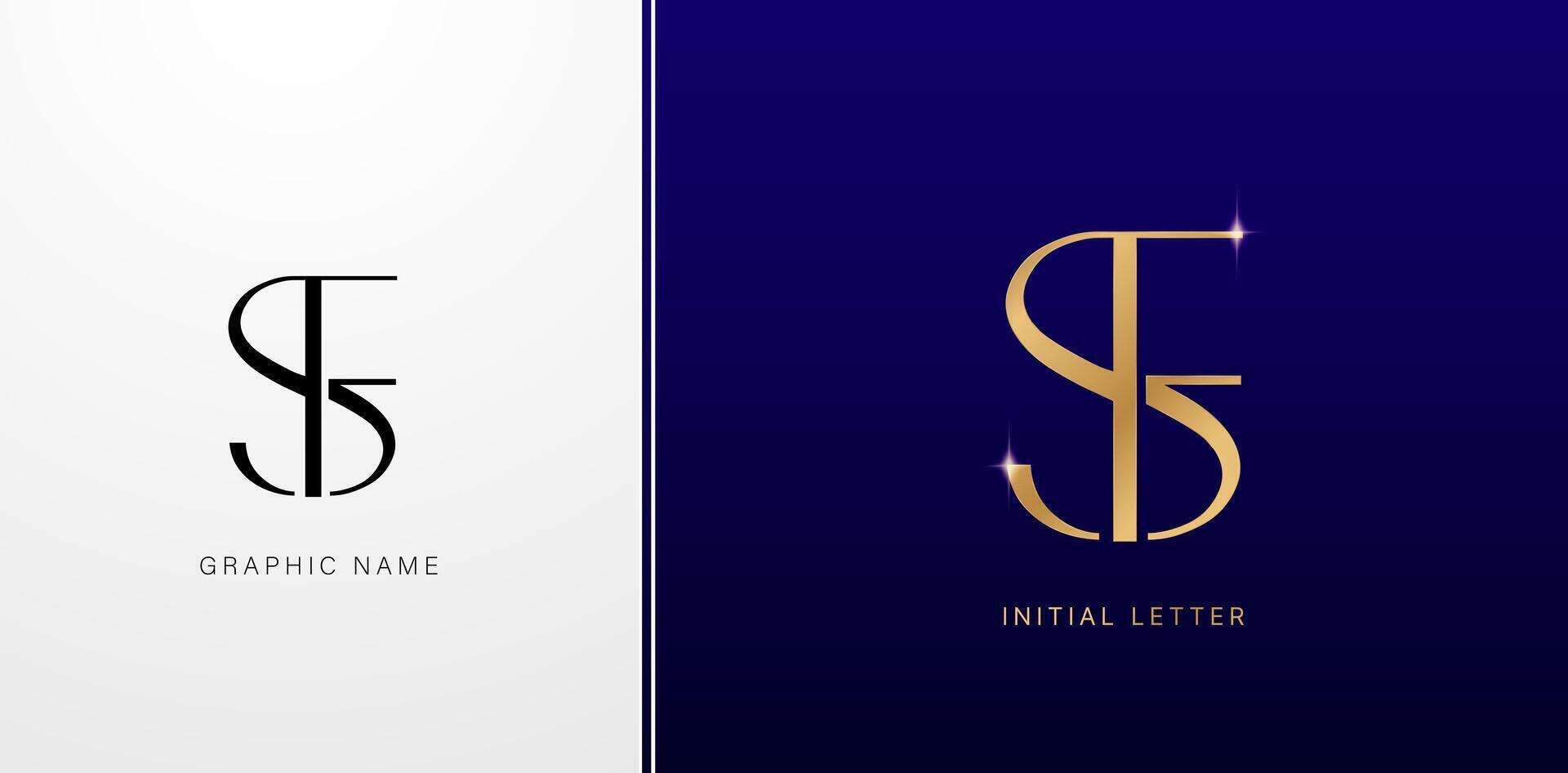 SF or FS initials letters monogram logos symbols for business cards elements, branding company identity, advertisement material golden foil paper, collage print, ads campaign, wedding invitation signs vector