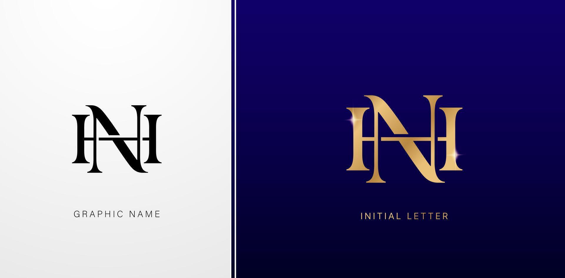 Luxury letter HN logo icon design template monogram with a letter logo elegant style vector