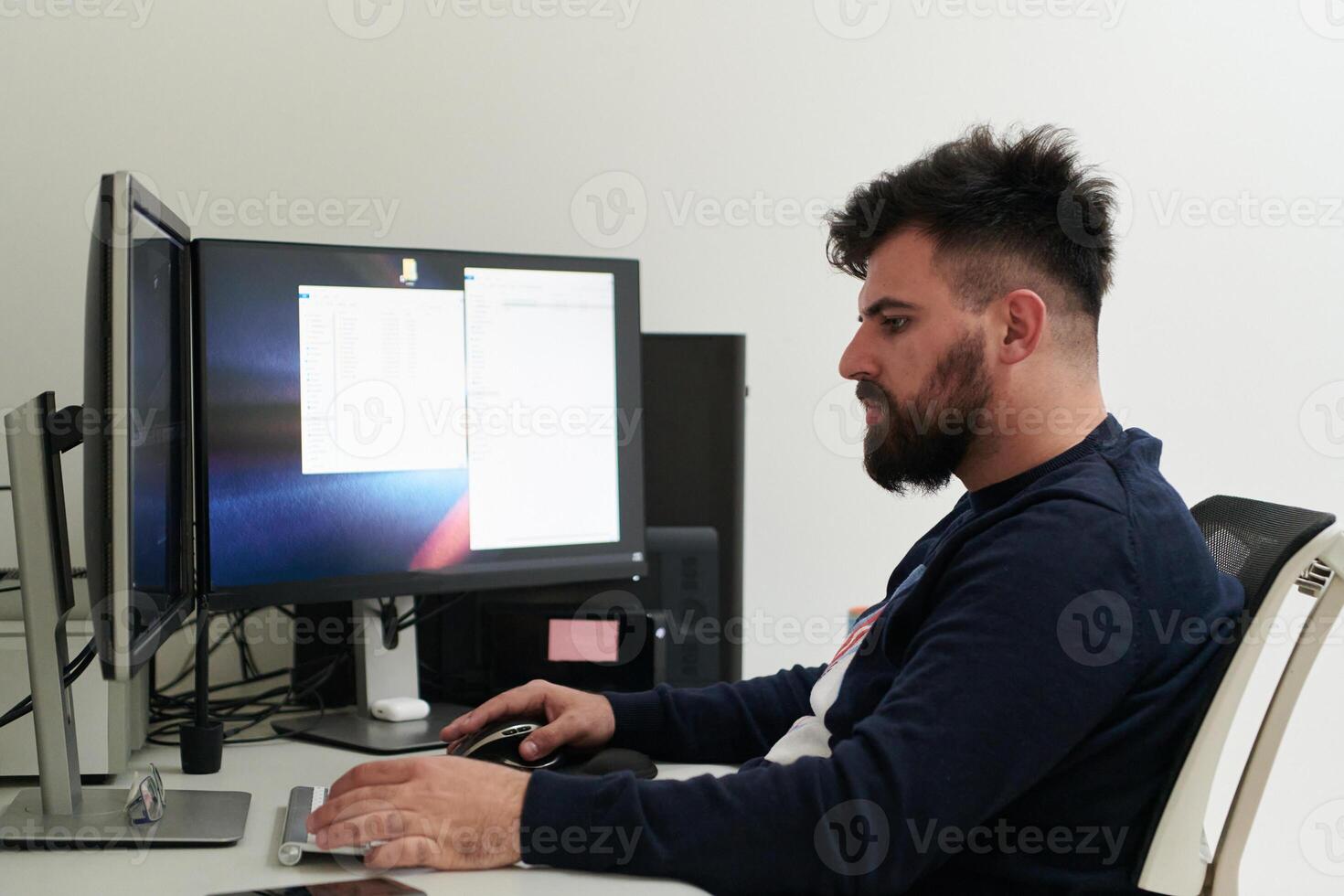 professional editor enhancing digital footage using specialized software photo