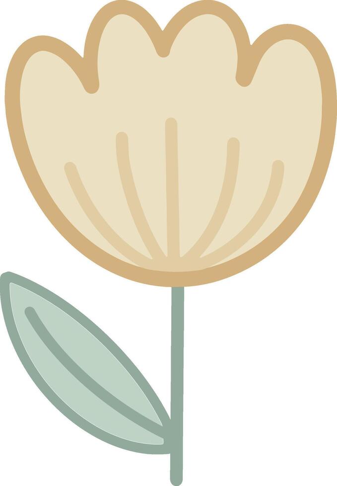 Yellow Colored Tulip Flower with Green Leaves vector