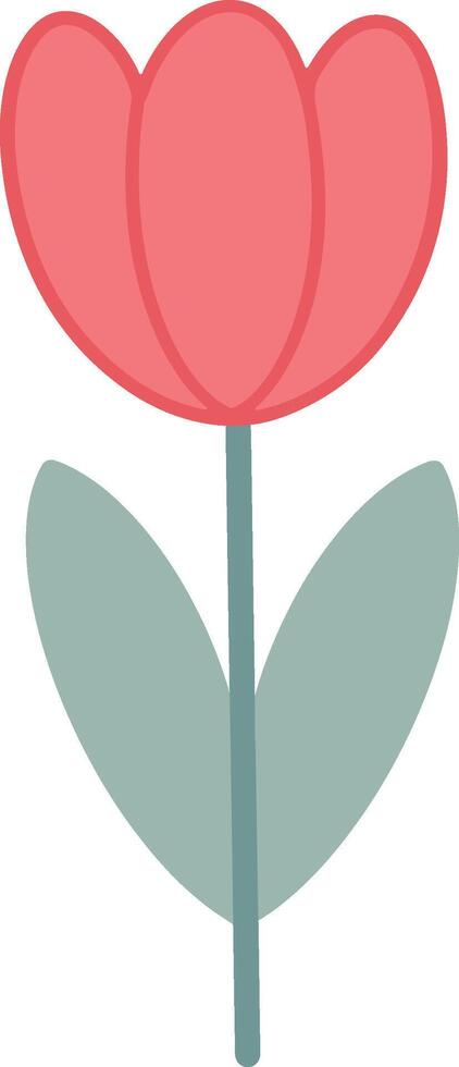 Simple Red Tulip Flower Illustration vector