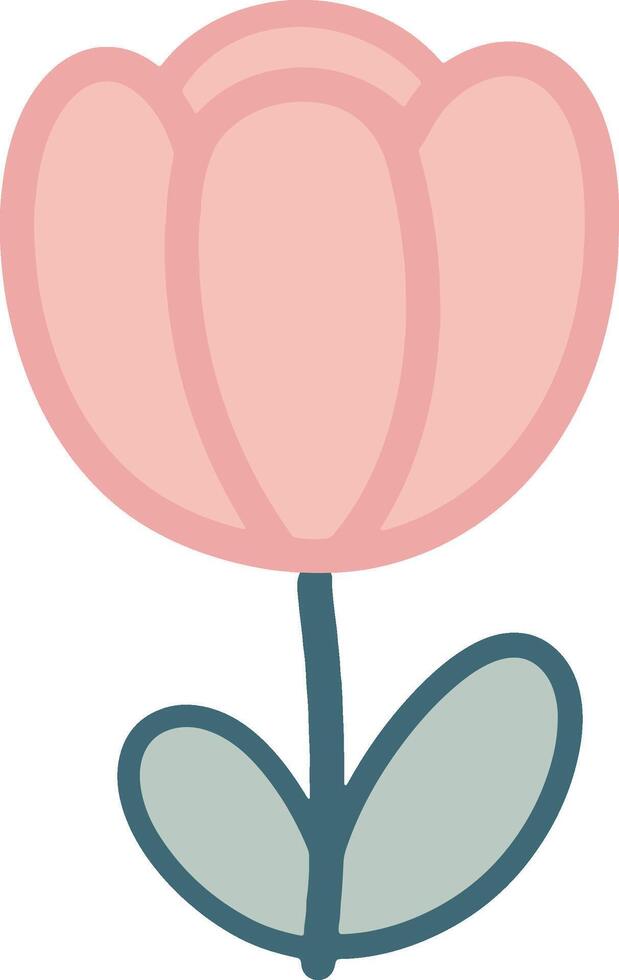 Simple Blush Pink Tulip Flower Illustration vector