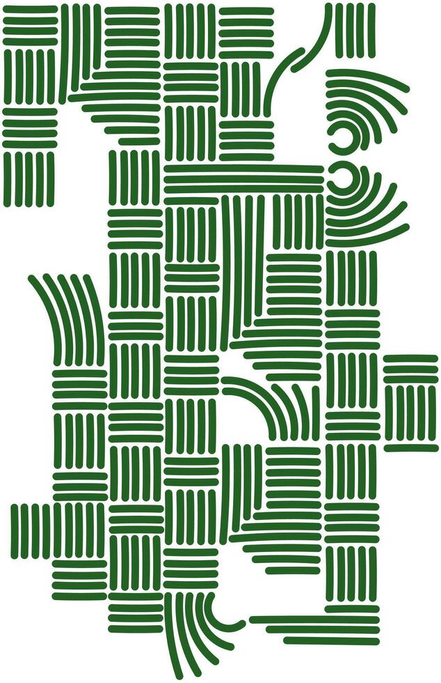 Abstract background with green lines grass and wicker vector