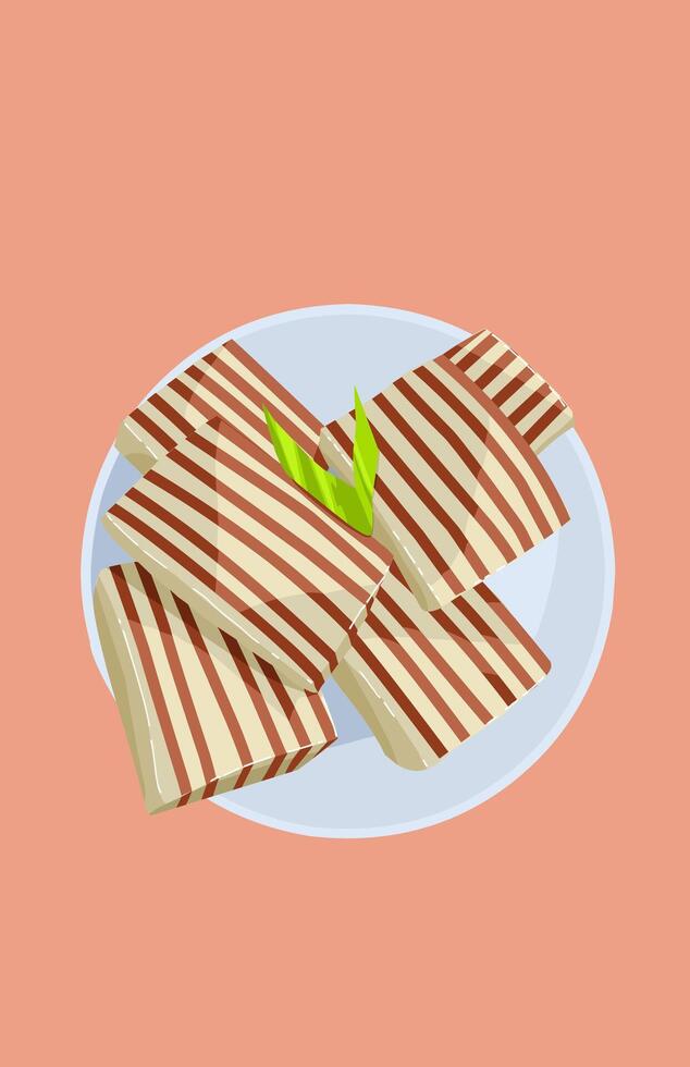 illustration of chocolate layer cake on a plate vector
