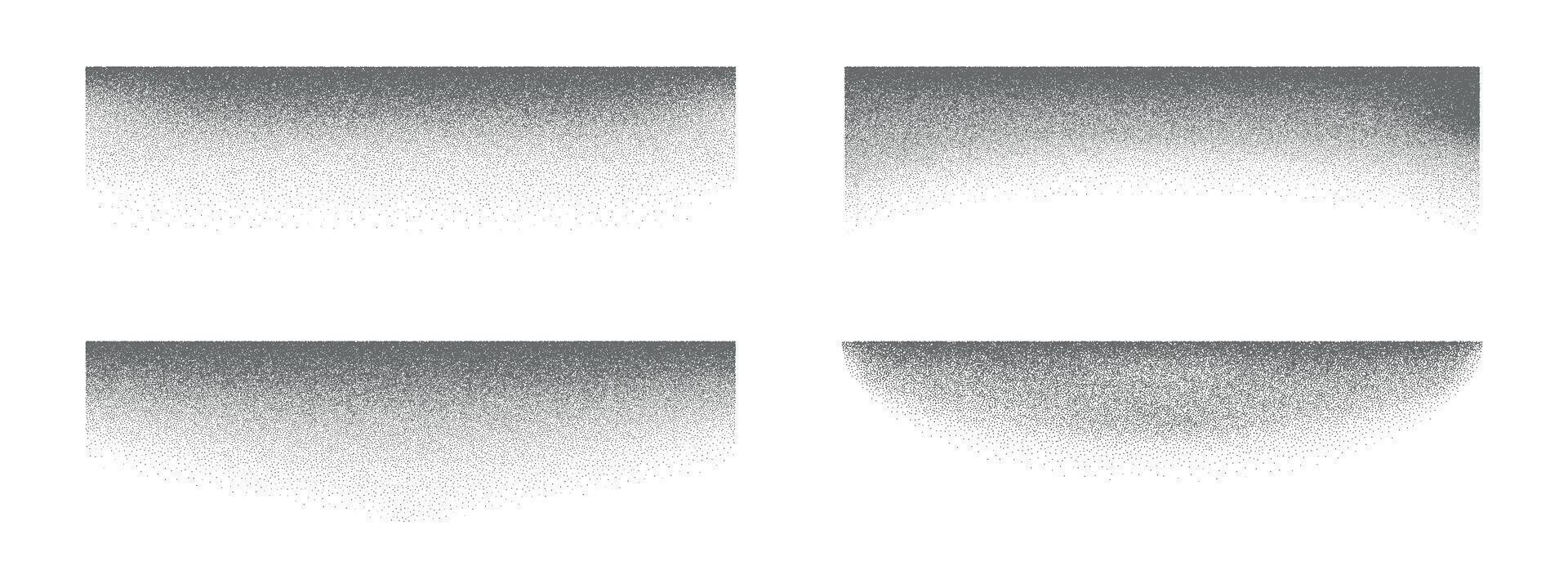 Shadow effects with grain. Black dotwork noise texture. Stippled halftone object pack. vector