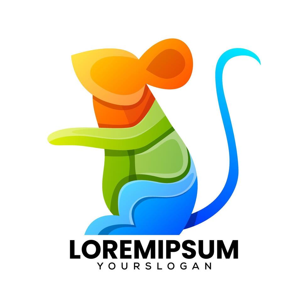 colorful mouse logo design vector