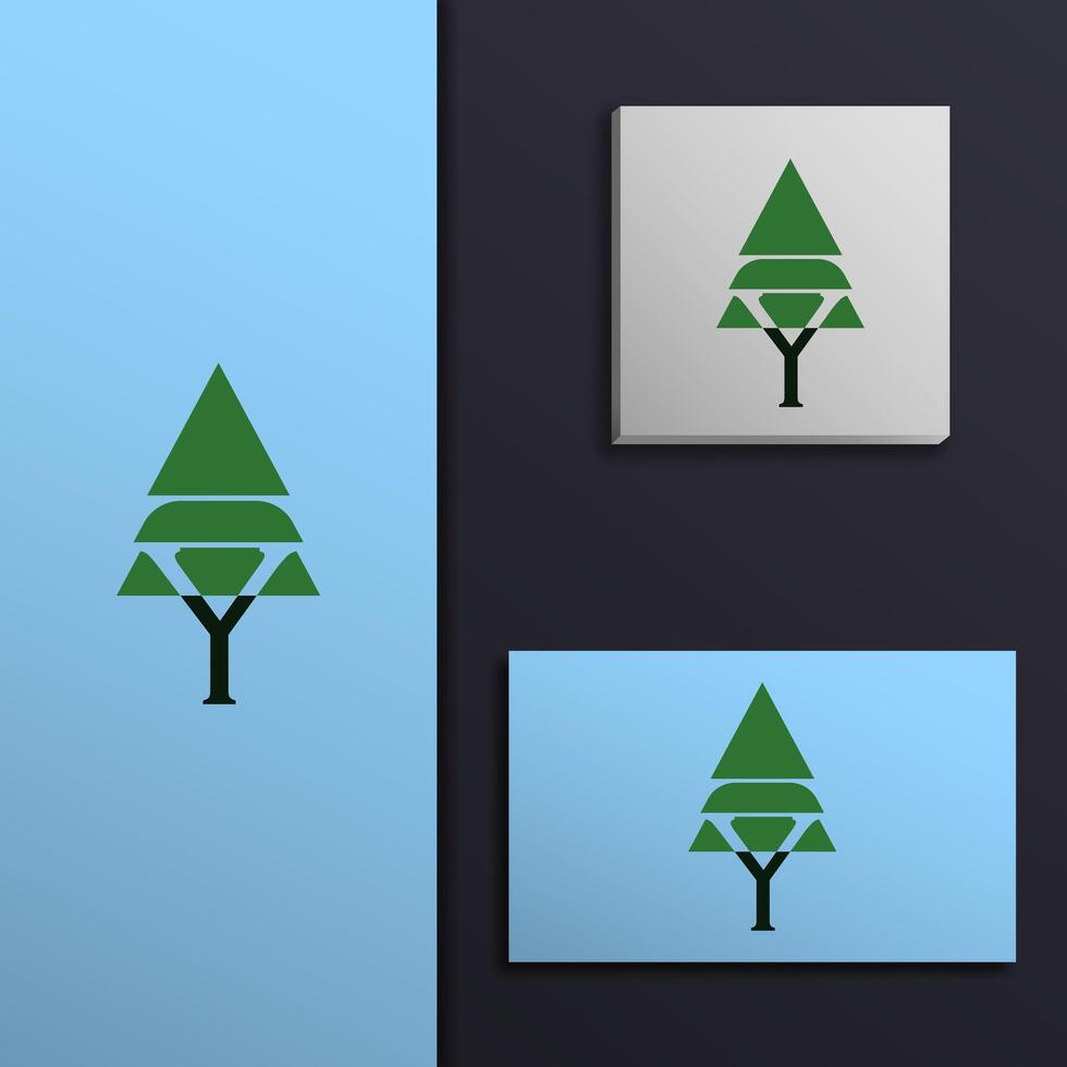 Pine tree icon letter Y, illustration. Flat design style eps 10 vector