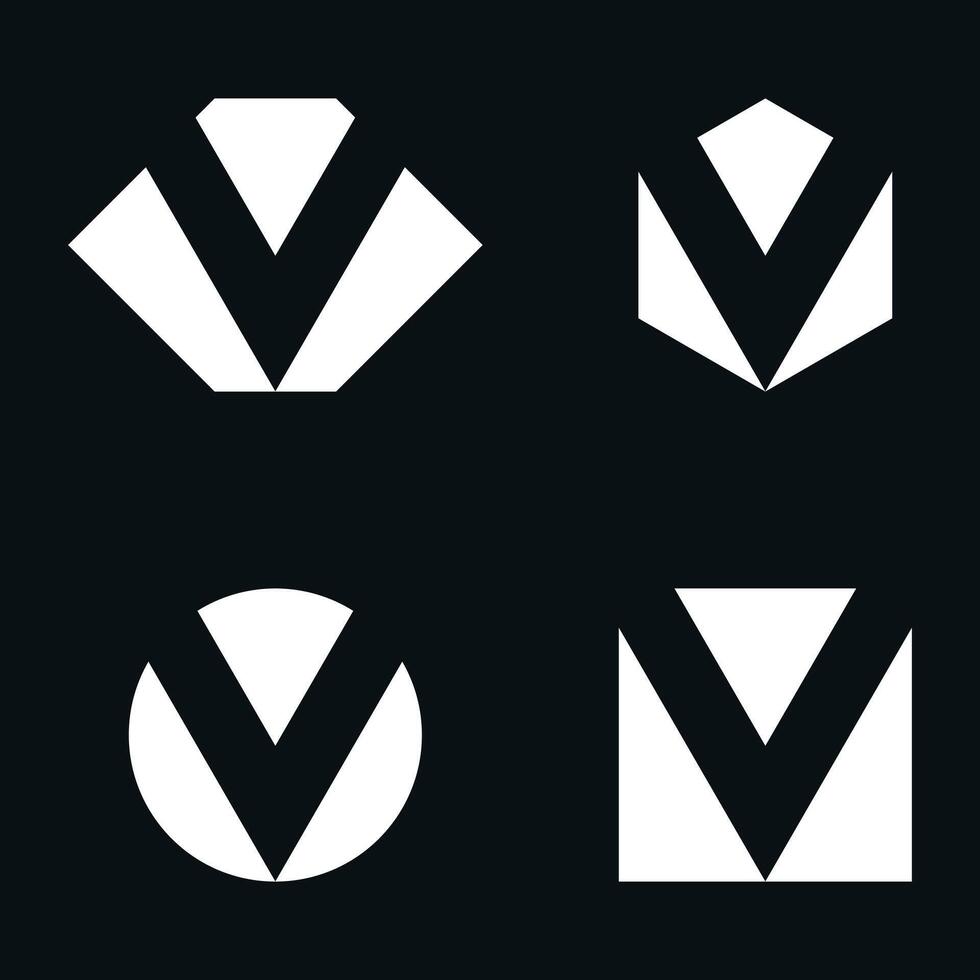 Set of abstract initial letter V logo design. Premium vector
