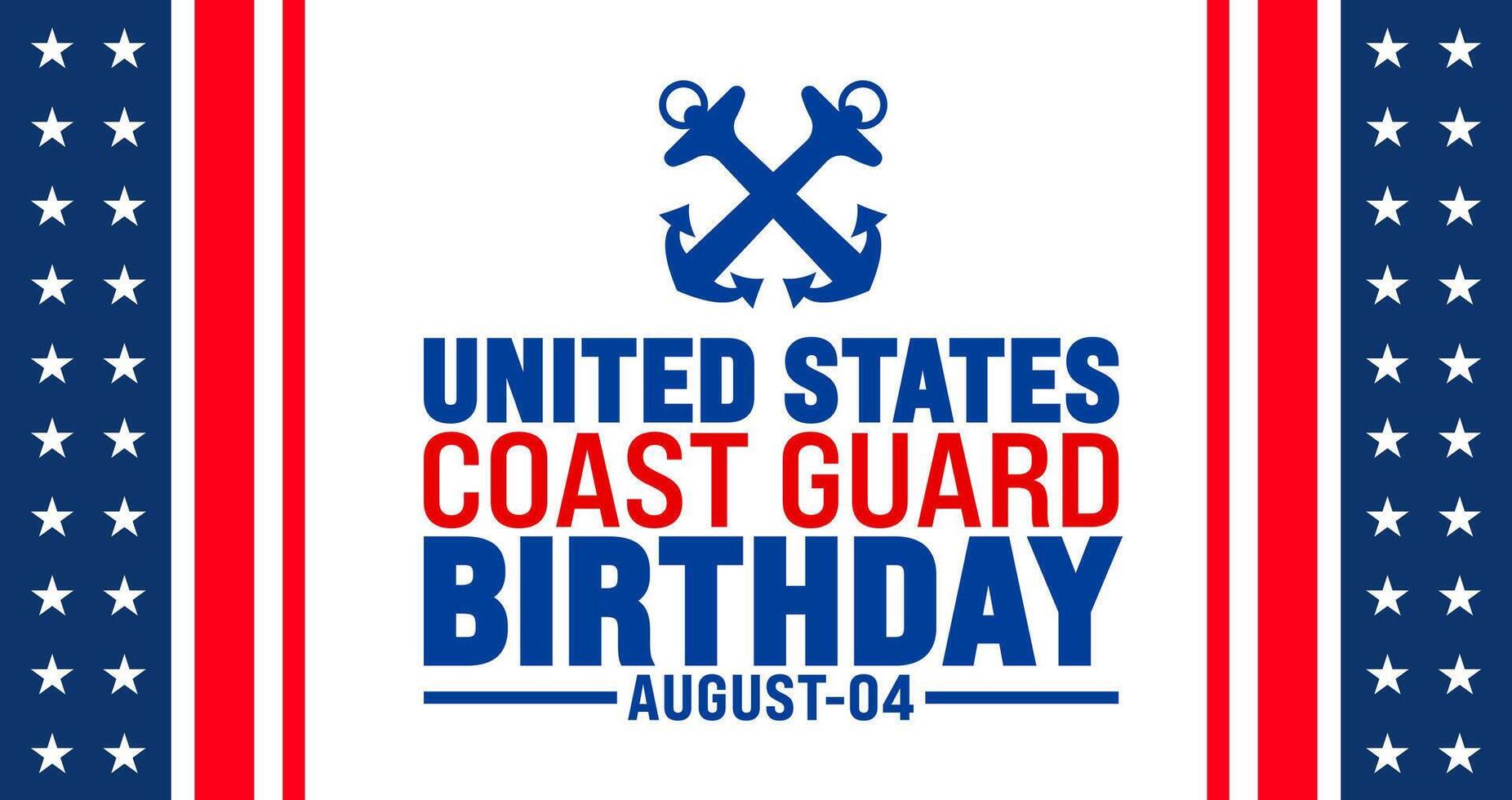 us coast guard birthday is observed every year in August. Holiday concept. Template for background, banner, card, poster, placard, design template with unique shapes with standard color. vector