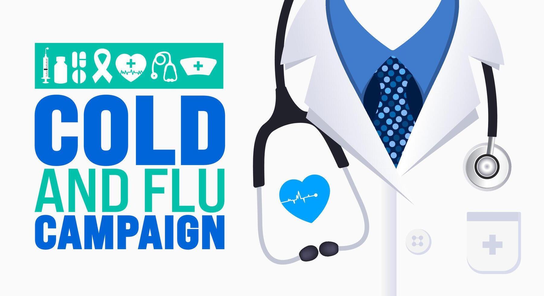 Cold and Flu Campaign is observed every year in September. Holiday concept. Template for background, banner, card, poster, placard, design template with unique shapes with standard color. vector
