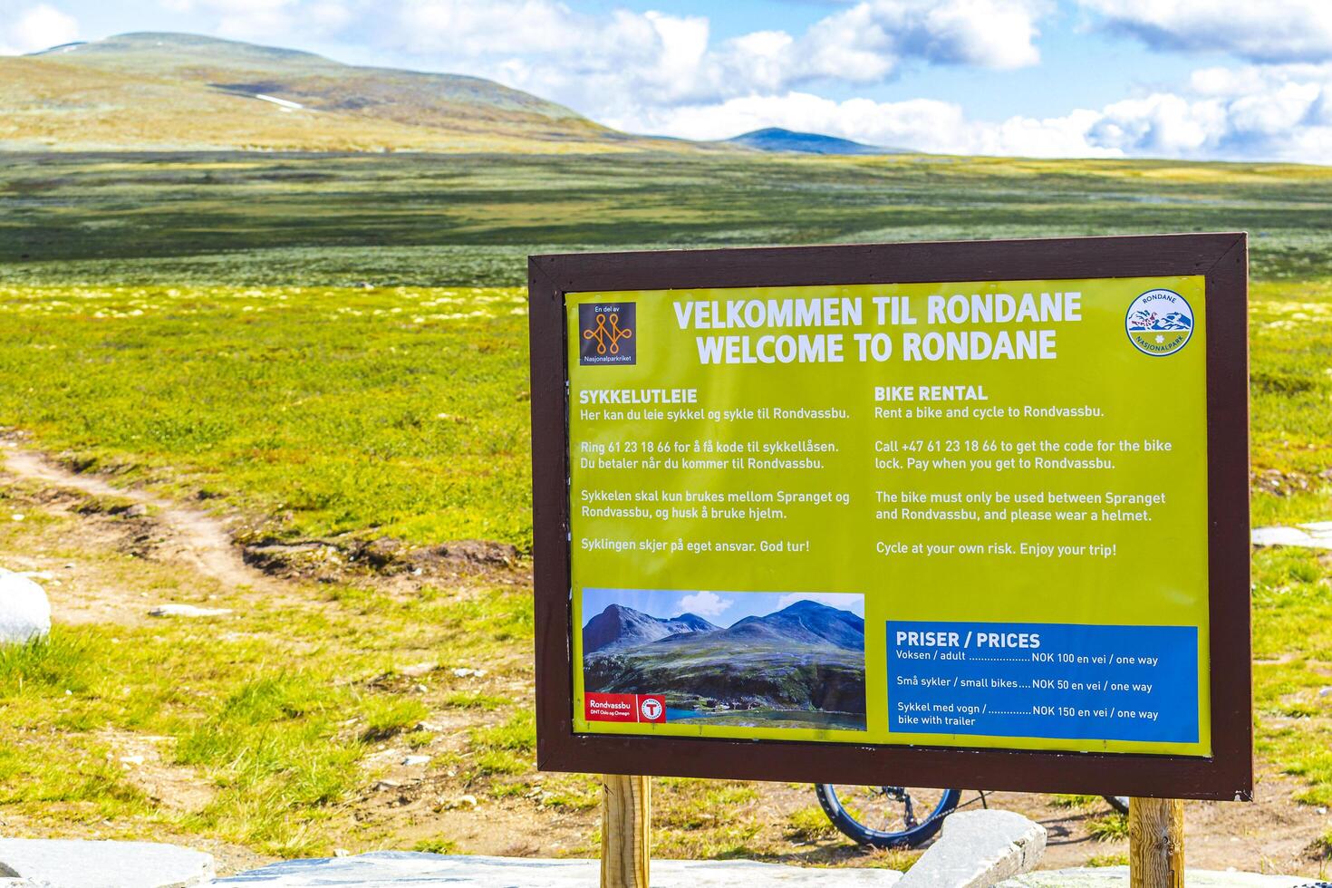 Information and direction welcome signs in Rondane National Park Norway. photo