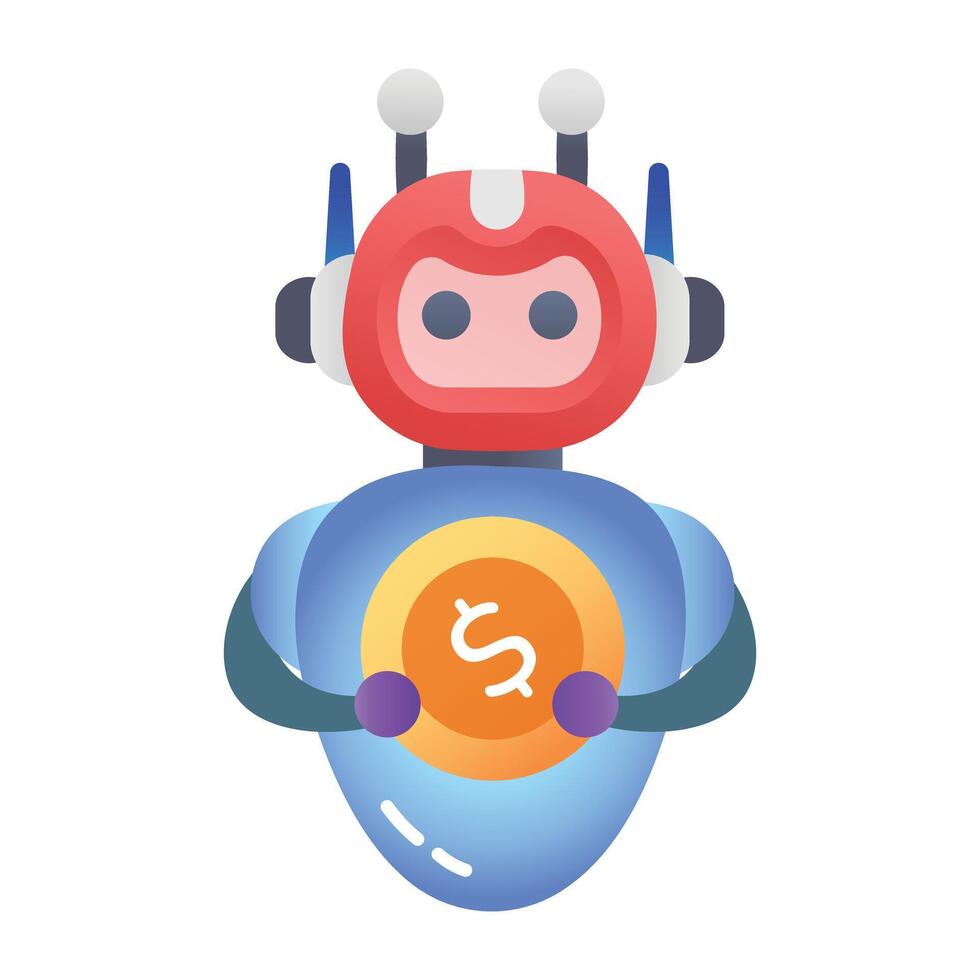 A flat style icon of trading robot vector