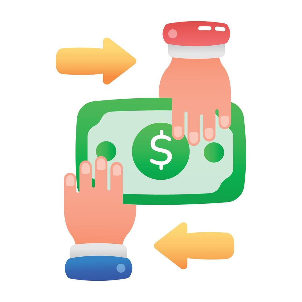 A flat icon of money transfer vector