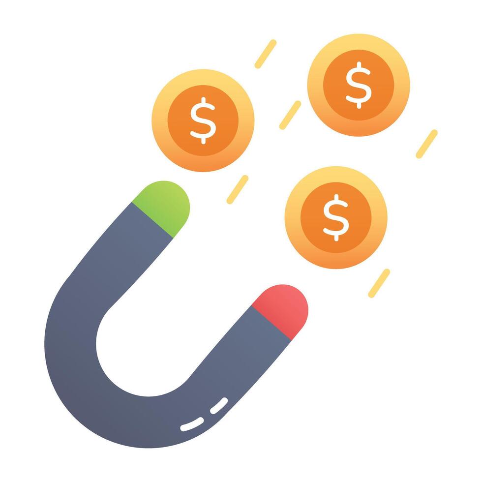 Money attraction icon in flat style vector