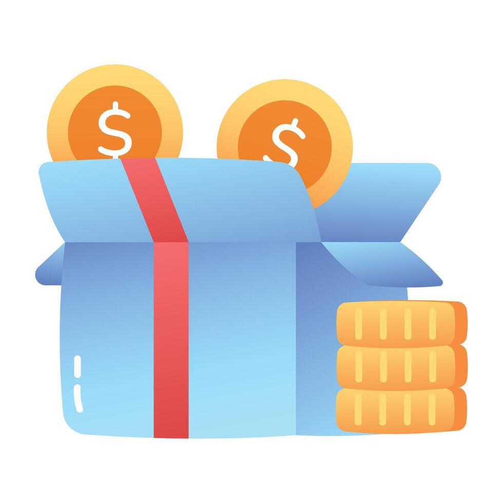 Bonus gift hamper icon in flat style vector