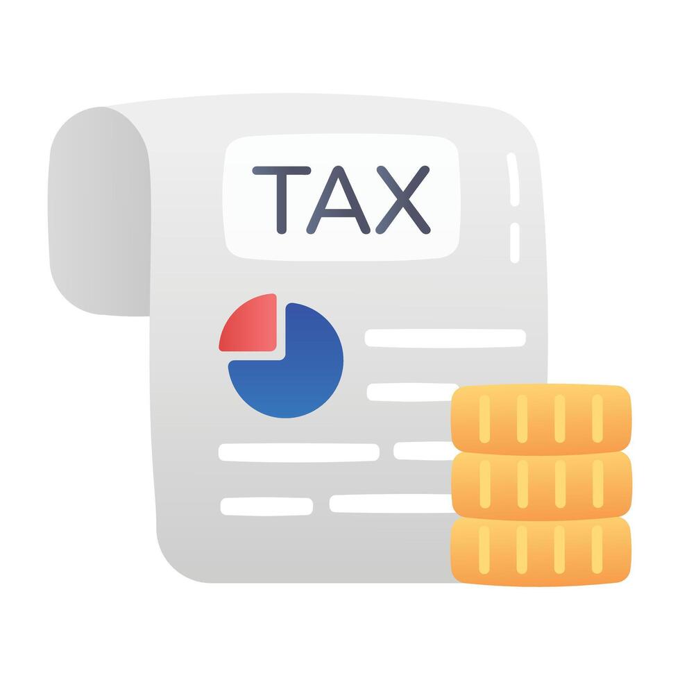 A flat icon of taxation report with coins vector