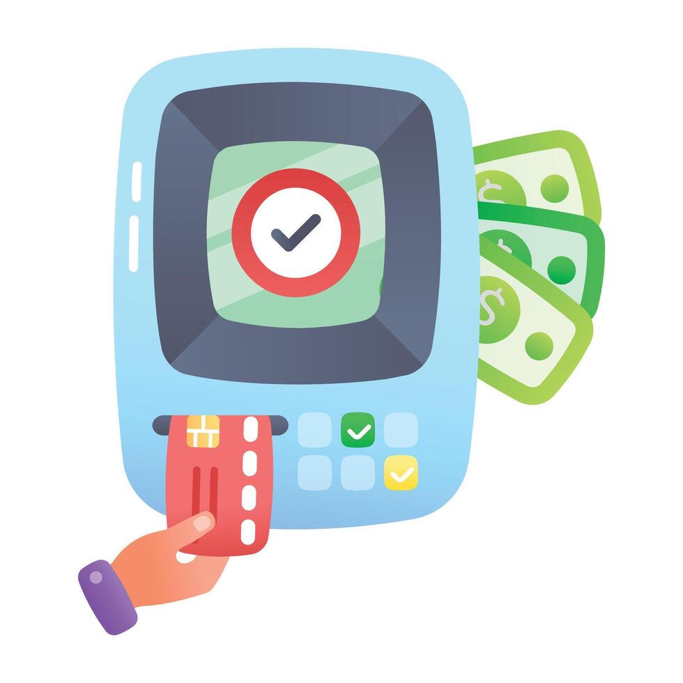 A flat style icon of atm withdrawal vector