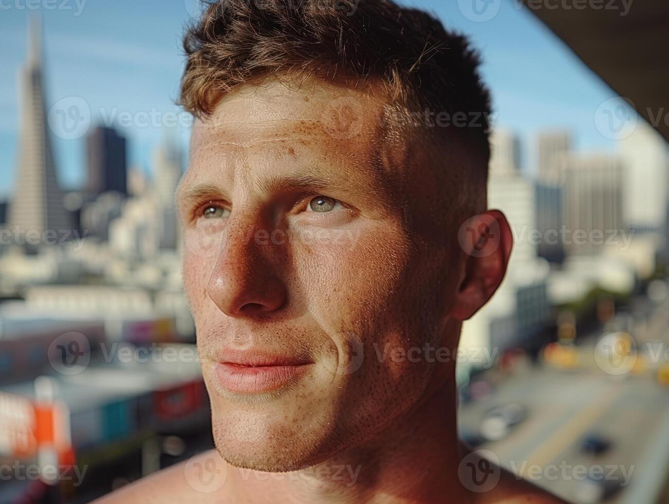 A man contemplates the urban landscape photo