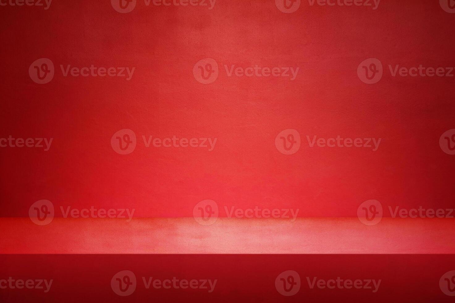 The floor and walls of the room are red as the background. photo