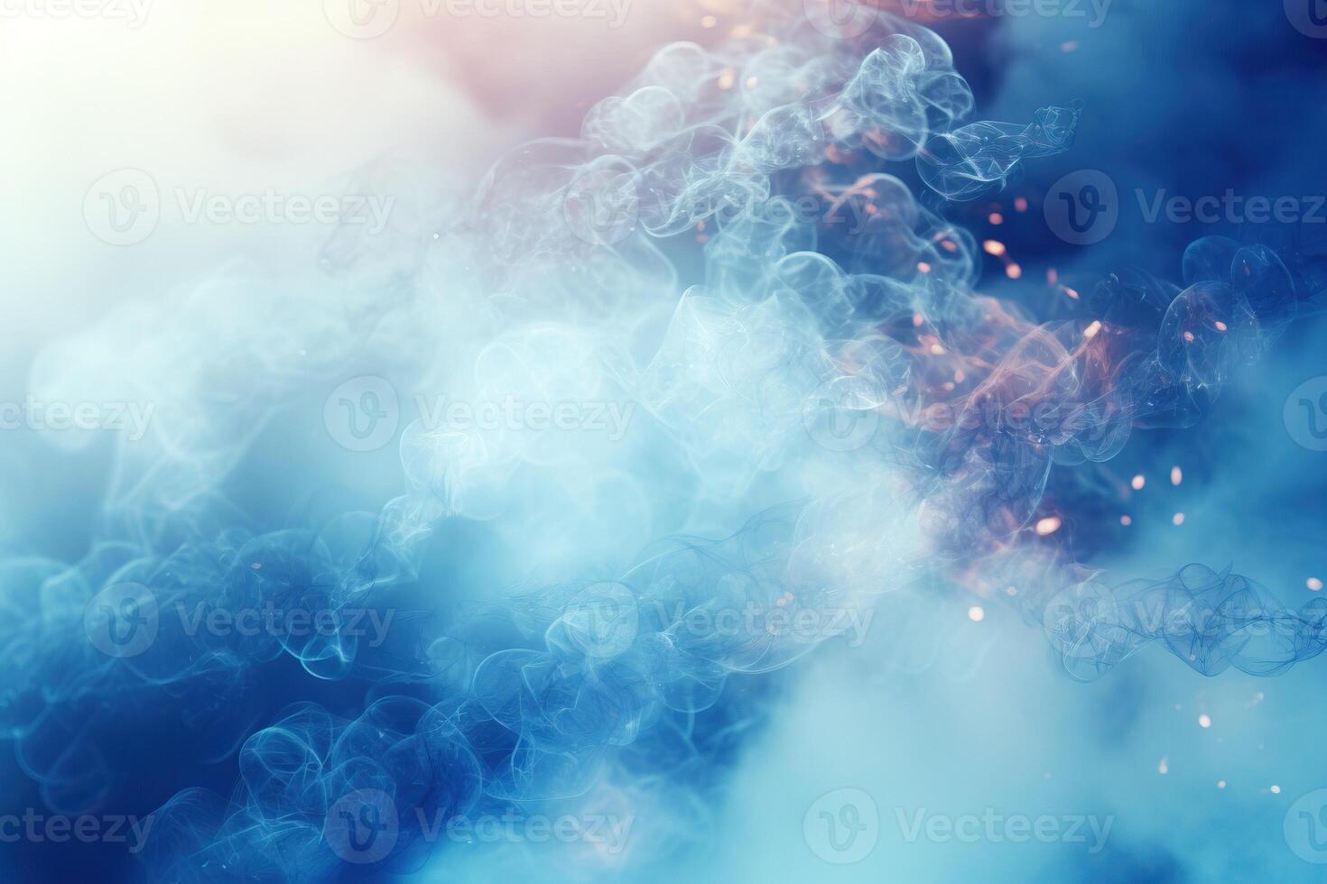 Abstract blue smoke texture background. Colorful smoke swirls, graceful mist trails, vibrant blue and white colors blend in water. photo