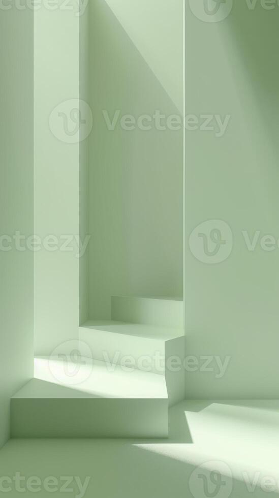 Minimalistic abstraction. Modern minimalism. Wallpaper, pastel light green color. photo