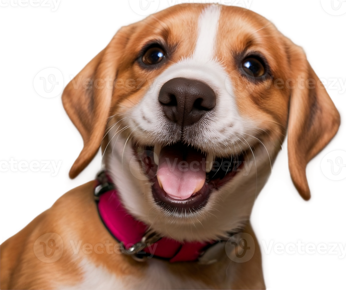 Portrait of a beagle dog smiling at the camera. png