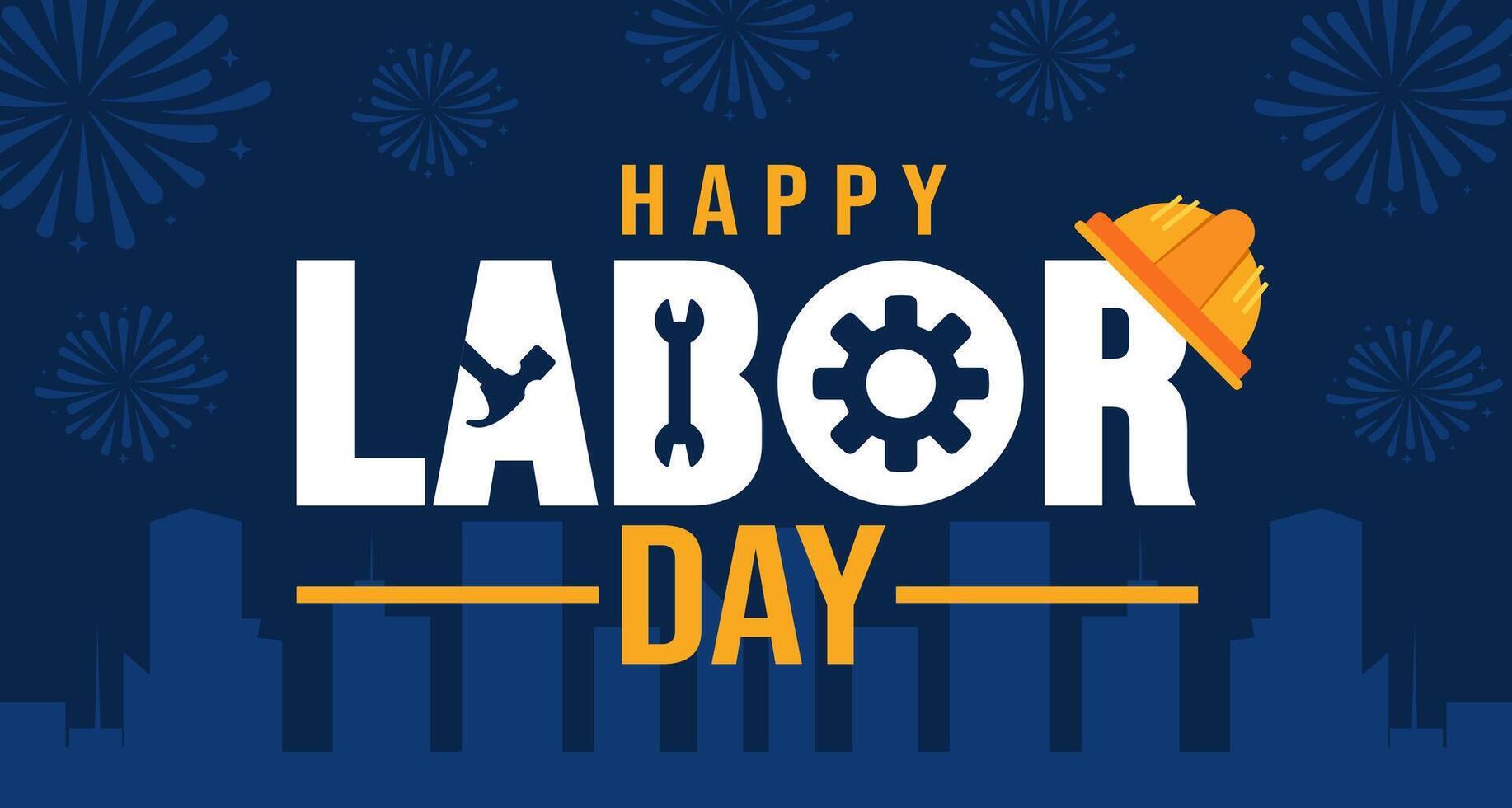 USA Happy Labor Day celebration background or banner design template with American flag. Labour day Safety hard hat and Construction tools background. use to card, poster, placard, card template. vector