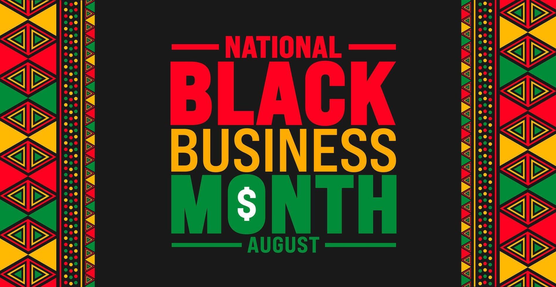Black Business Month is observed every year in August. Holiday concept. Template for background, banner, card, poster, placard, design template with unique shapes with standard color. vector