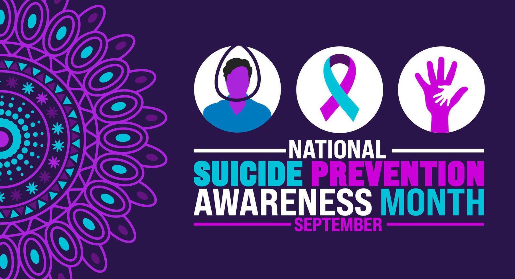 National Suicide Prevention Awareness Month background or banner template observed every year in September. Template for background, banner, card, poster, placard, design template with unique shapes. vector