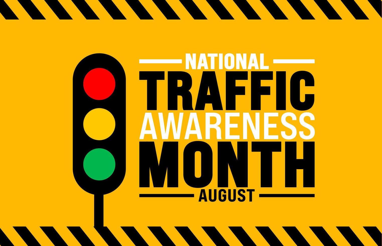 National Traffic Awareness Month is observed every year in August. Holiday concept. Template for background, banner, card, poster, placard, design template with unique shapes with standard color. vector