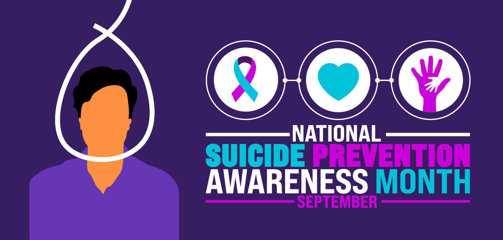 National Suicide Prevention Awareness Month background or banner template observed every year in September. Template for background, banner, card, poster, placard, design template with unique shapes. vector