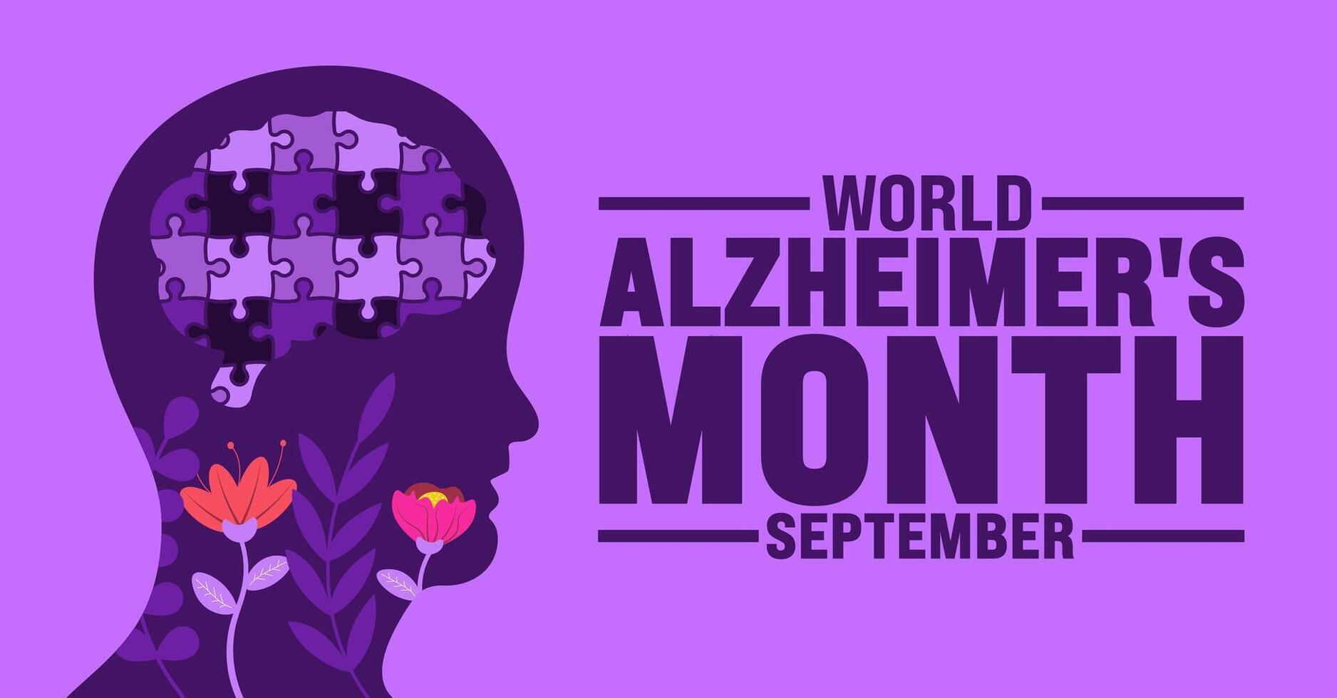World Alzheimer's Month is observed every year in September. Holiday concept. Template for background, banner, card, poster, placard, design template with unique shapes with standard color. vector