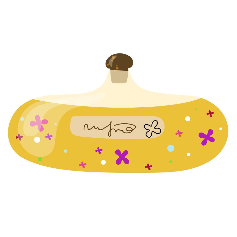 Colorful Magic Potion Bottle. Alchemist, magical elixir, witch and wizard magic vials vector