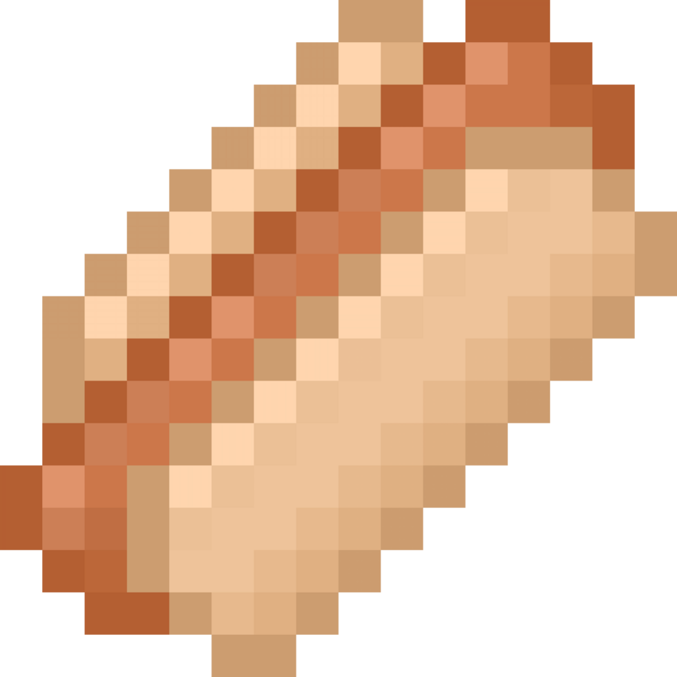 A retro-styled pixel-art illustration of a mini hotdog. png