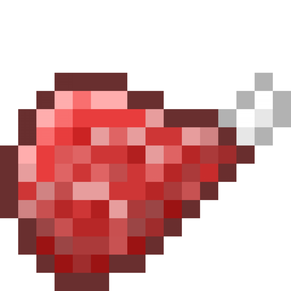 A retro-styled pixel-art illustration of a mini meat drumstick. png