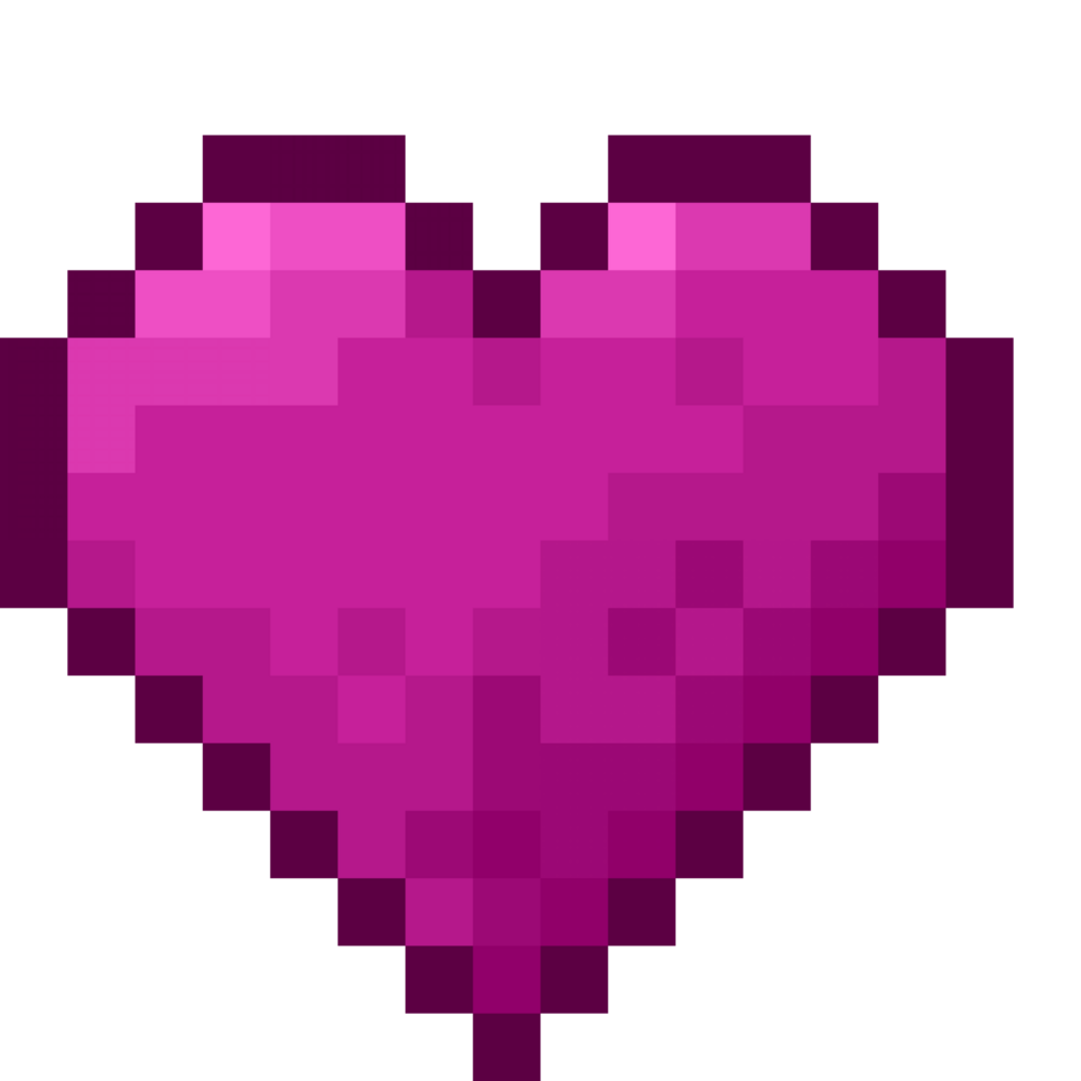 A retro-styled pixel-art illustration of a mini pink heart icon. png