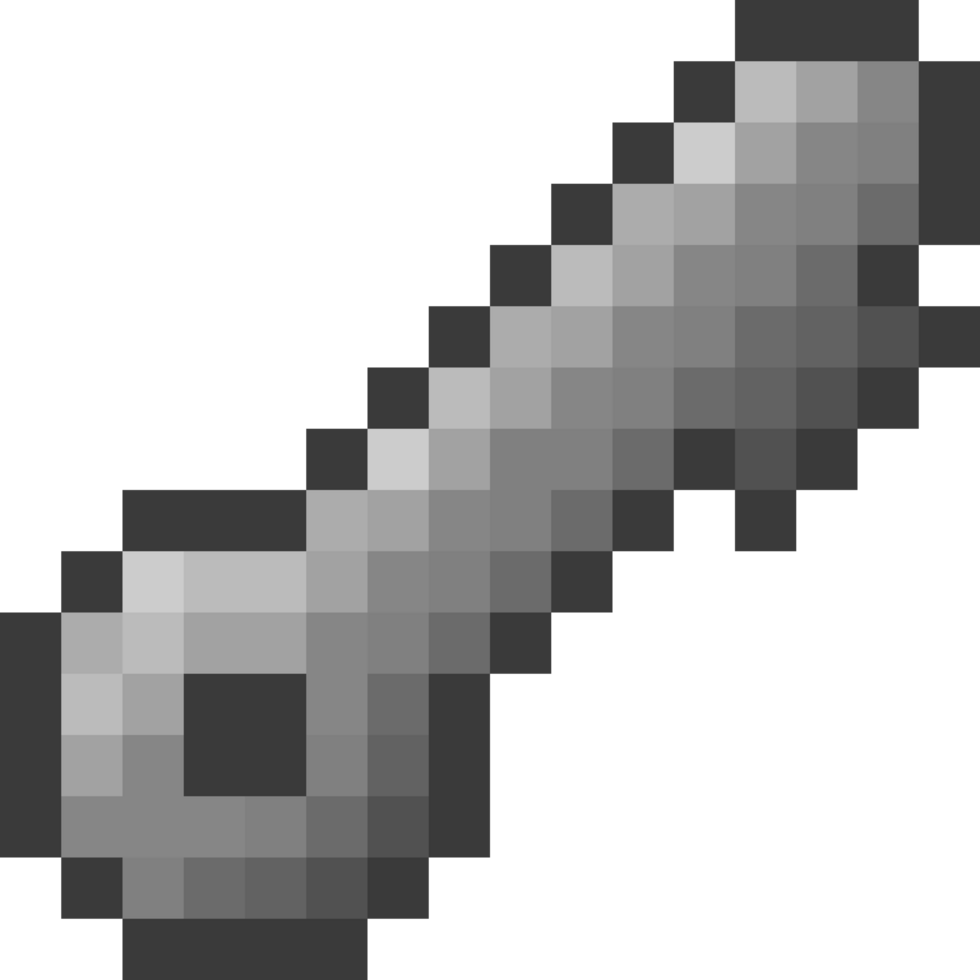 A retro-styled pixel-art illustration of a mini silver key. png