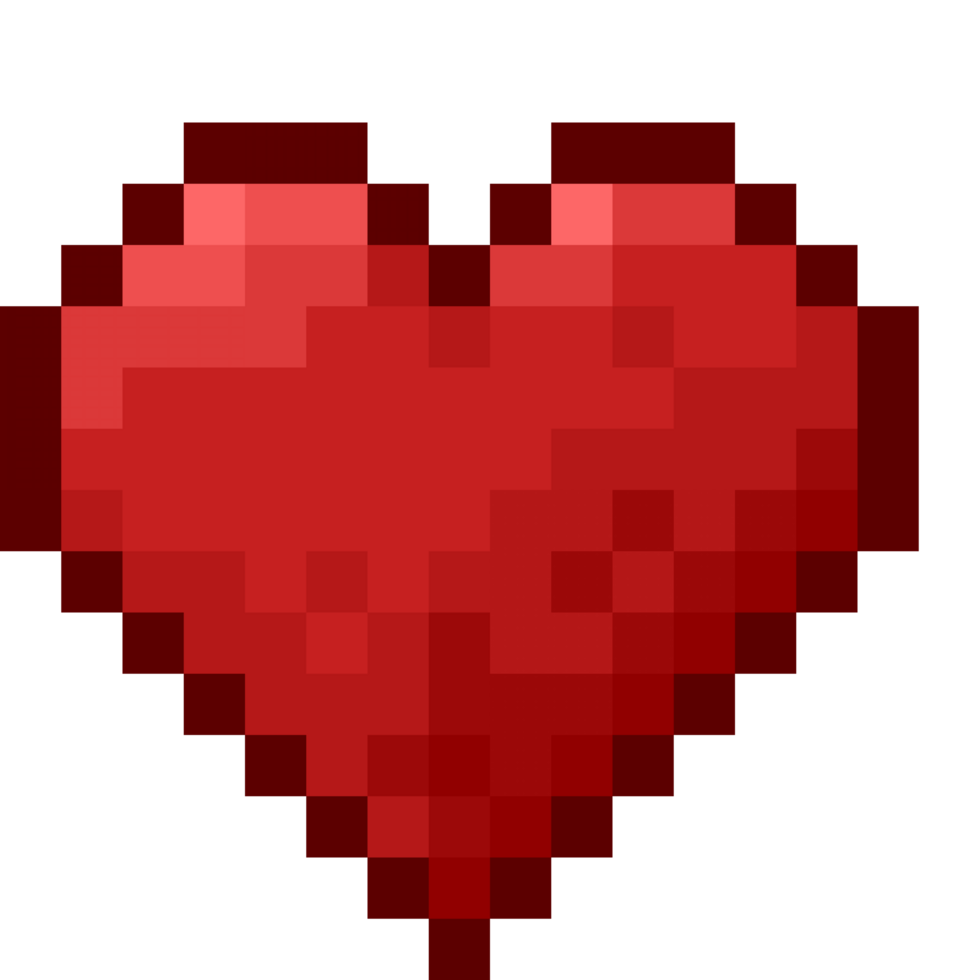 A retro-styled pixel-art illustration of a mini red heart icon. png