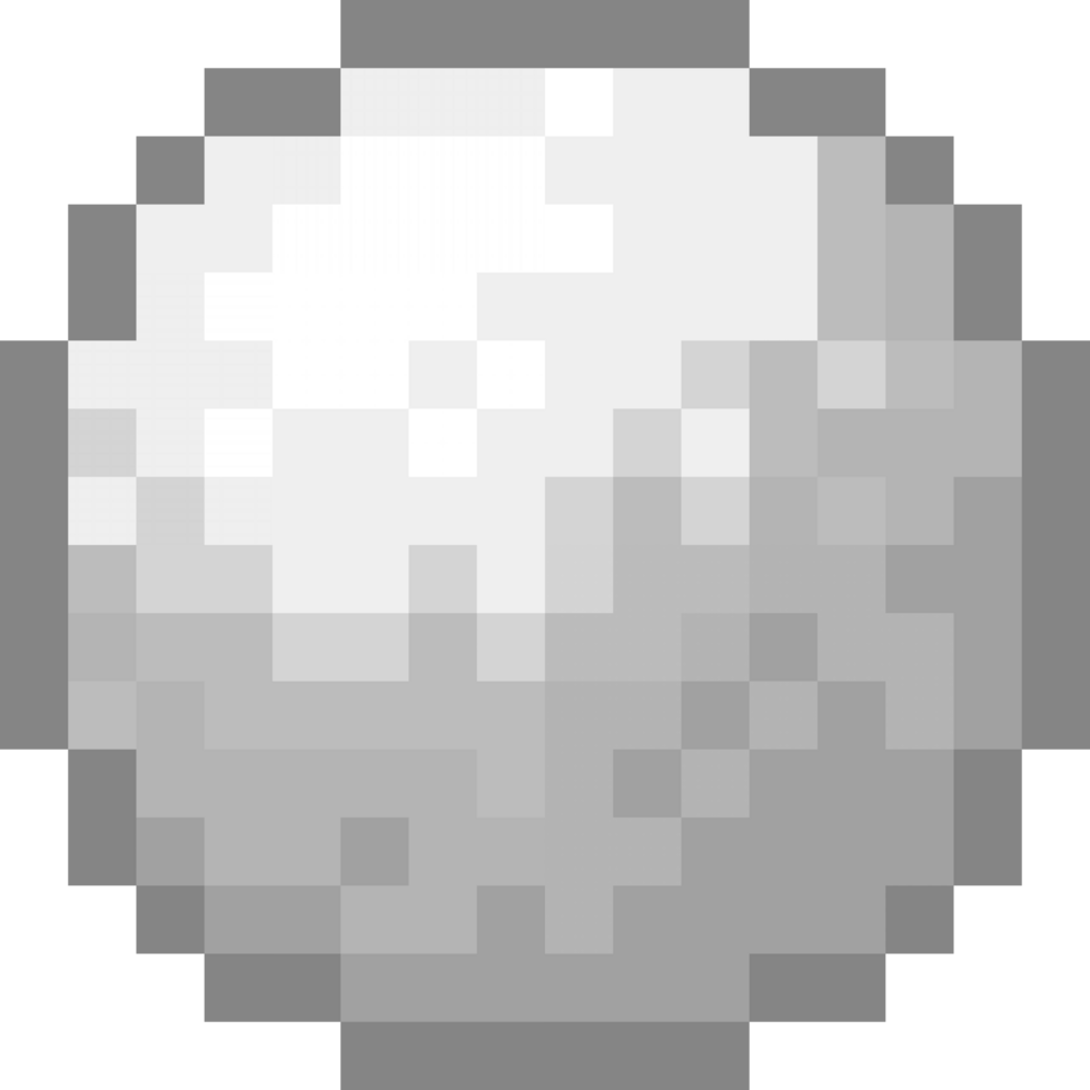 A retro-styled pixel-art illustration of a mini snowball. png