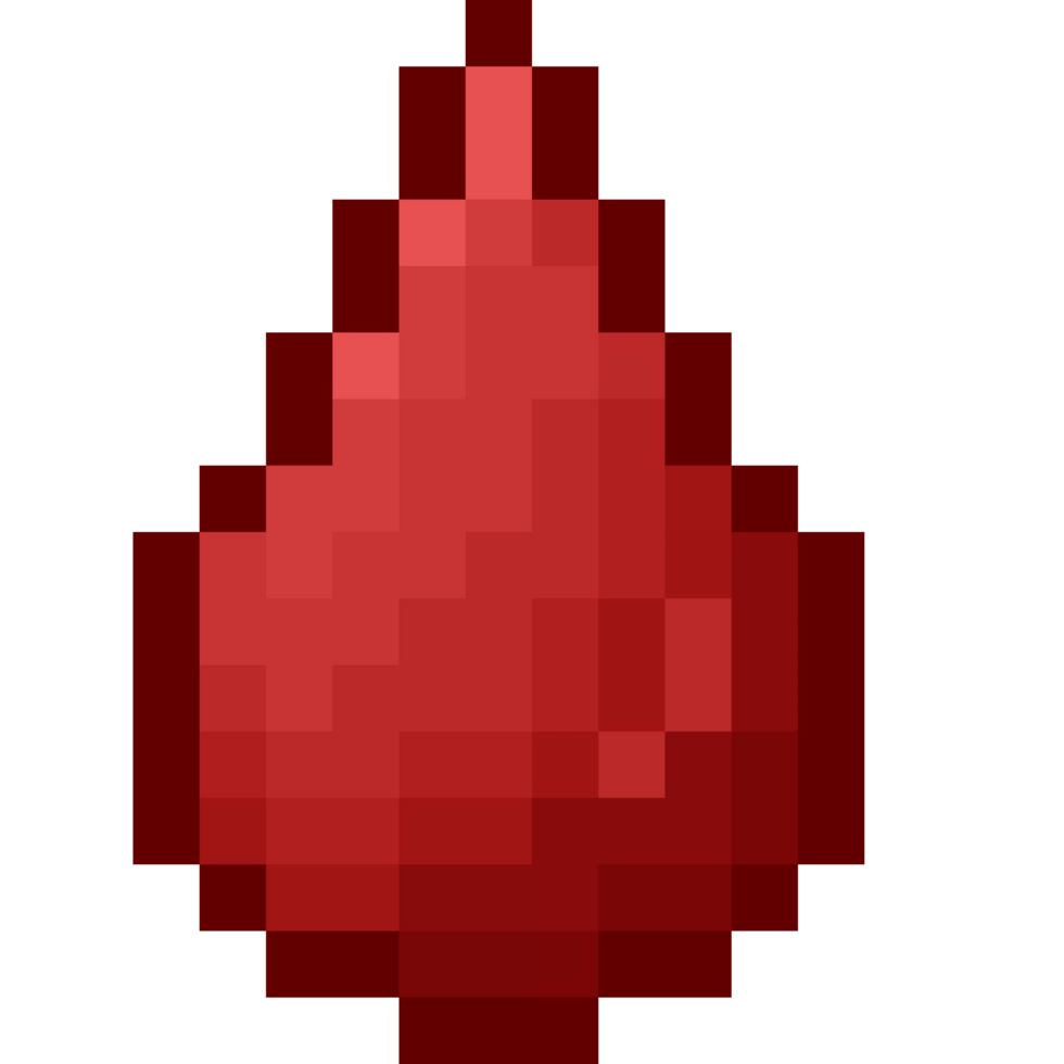 A retro-styled pixel-art illustration of a mini blood drop icon. png