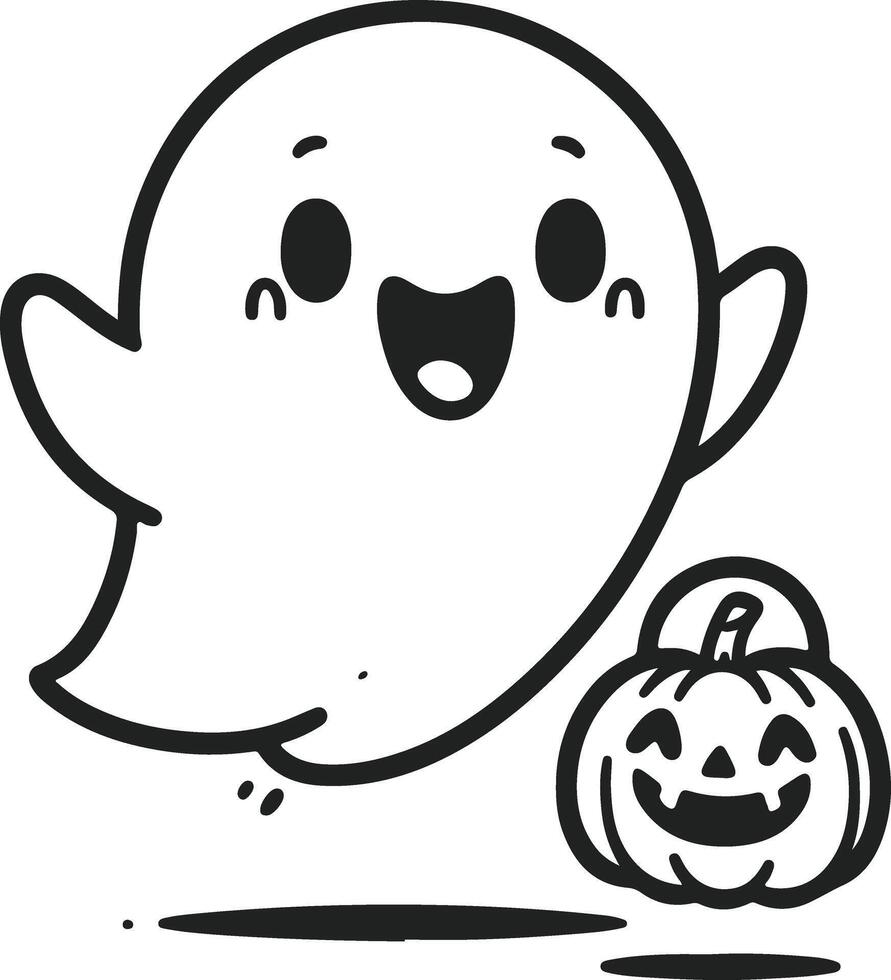 A Captivating Line Drawing of a Phantom in Halloween's Shadow vector