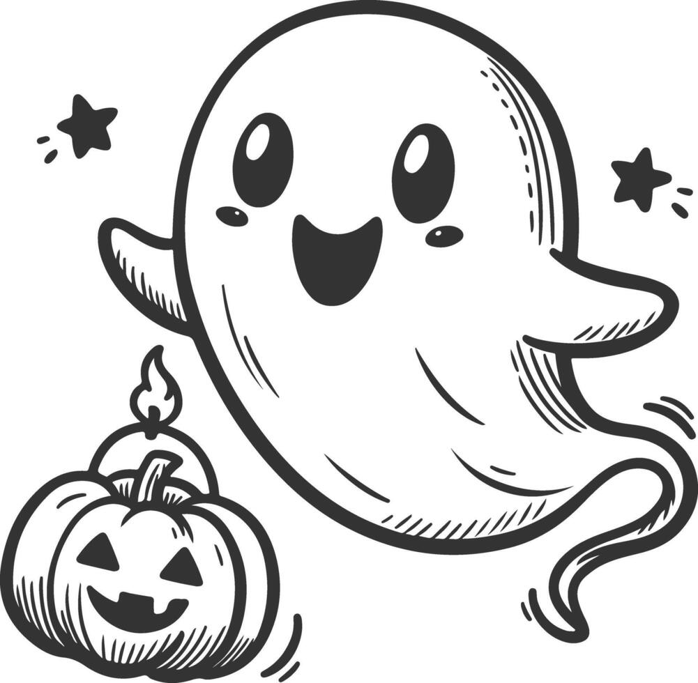 Exquisite Line Art Capturing the Essence of a Halloween Spirit vector