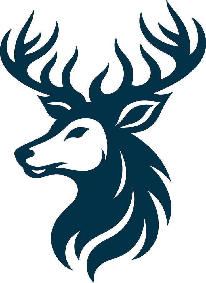 A Striking Black Silhouette of a Deer Face in Vectors Format